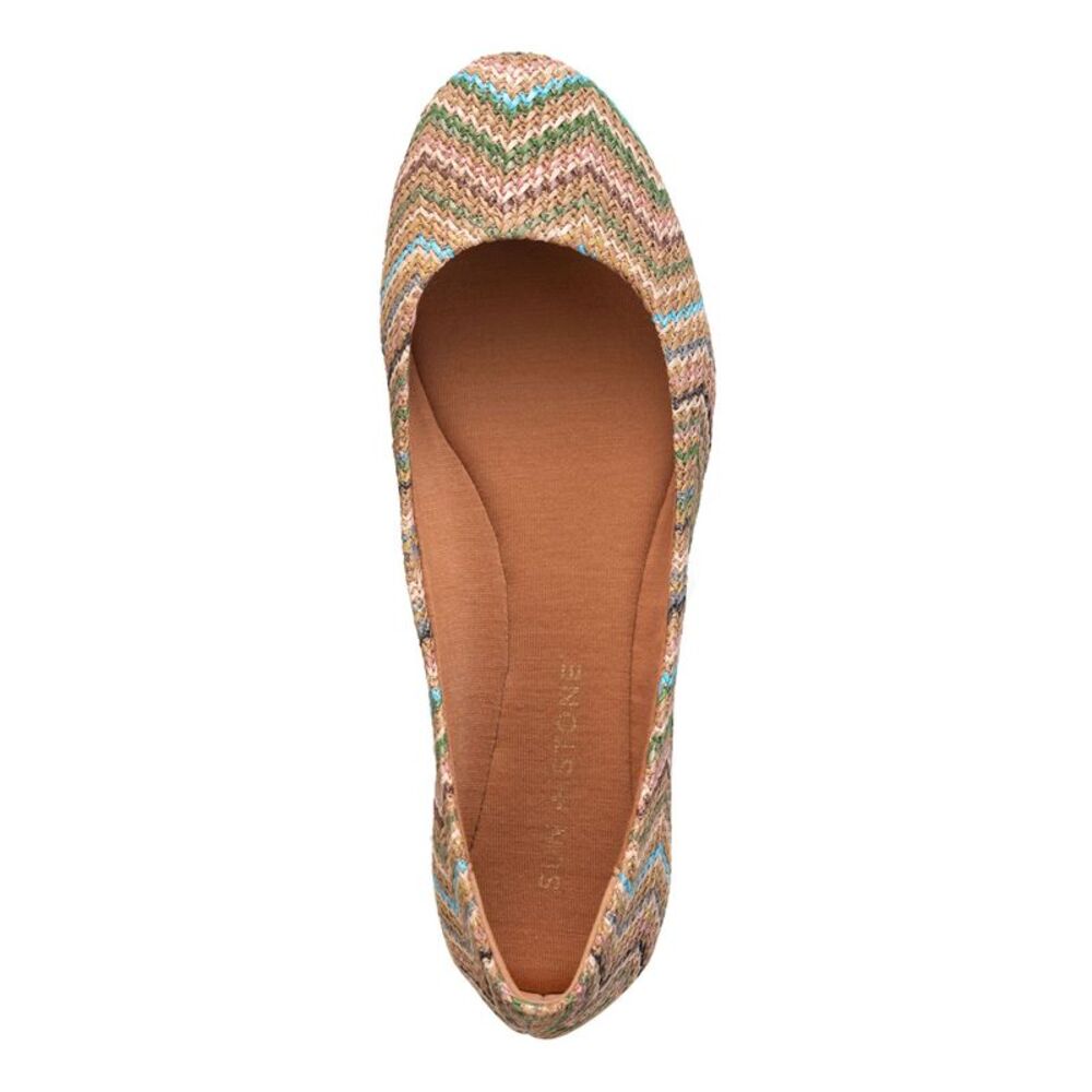 SUN STONE Womens Pink Zig-Zag Eliana Round Toe Wedge Slip On Ballet Flats 6.5 M - Picture 3 of 4